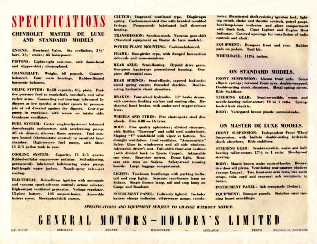 1939 Chevrolet Deluxe Brochure